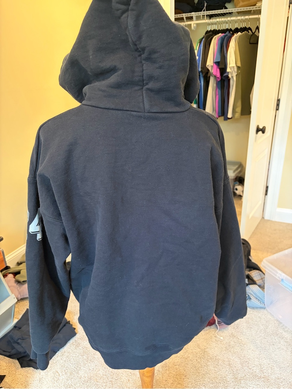 Firstport Montauk Rugby black distressed hooded sweatshirt sz M - Picture 2 of 6